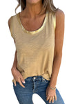 KaleaBoutique Metallic Sheen Edge Scoop Neck Tank Top - KaleaBoutique.com