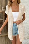 KaleaBoutique Openwork Short Sleeve Open Cardigan - KaleaBoutique.com