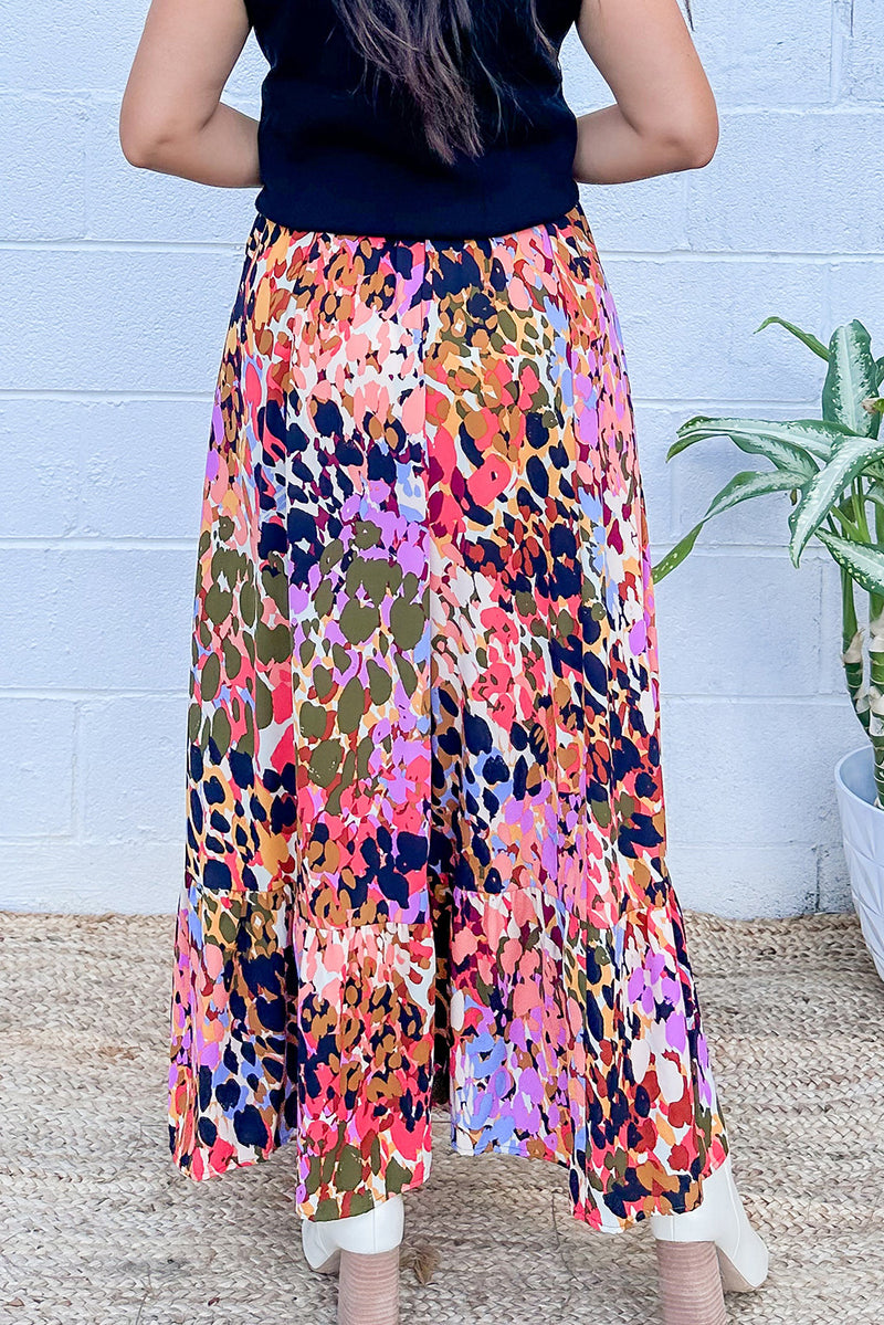 KaleaBoutique Abstract Floral Print Ruffled High Waist Maxi Skirt - KaleaBoutique.com