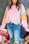 KaleaBoutique Color Block Batwing Sleeve Loose Fit Sweatshirt - KaleaBoutique.com