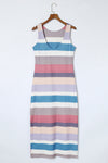 Stripe Print Slit Maxi Tank Top Dress - KaleaBoutique.com