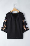 KaleaBoutique Bohemian Floral Embroidered V Neck Blouse - KaleaBoutique.com