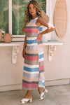 Stripe Print Slit Maxi Tank Top Dress - KaleaBoutique.com