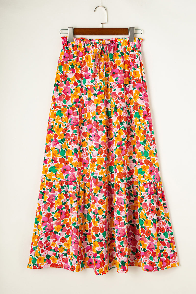 KaleaBoutique Beautiful Boho Floral Print Tiered Long Skirt - KaleaBoutique.com