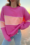 KaleaBoutique Colorblock Patchwork Drop Shoulder Ribbed Trim Sweatshirt - KaleaBoutique.com