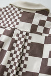 KaleaBoutique Checkered Print Patchwork Corduroy Shacket - KaleaBoutique.com