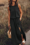 KaleaBoutique Solid Sleeveless Tunic Maxi Dress with Split - KaleaBoutique.com