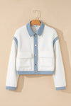 KaleaBoutique Contrast Trim Buttoned Sherpa Jacket - KaleaBoutique.com