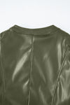 KaleaBoutique Solid Faux Leather Zipper Slim Fit Bomber Jacket - KaleaBoutique.com