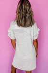 Ruffled Short Sleeve Crew Neck T Shirt Shift Mini Dress - KaleaBoutique.com