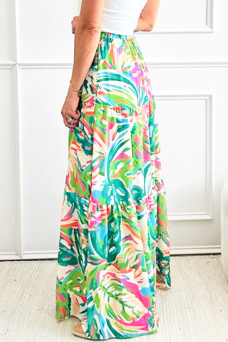 KaleaBoutique Abstract Printed High Waist Tiered Maxi Skirt - KaleaBoutique.com