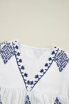 KaleaBoutique Boho Geometric Print Bracelet Sleeve V Neck Blouse - KaleaBoutique.com