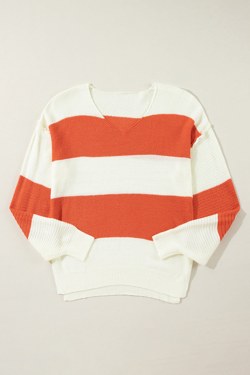 KaleaBoutique Loose Color Block Drop Shoulder Bubble Sleeve Sweater - KaleaBoutique.com