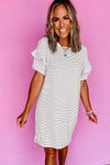 Ruffled Short Sleeve Crew Neck T Shirt Shift Mini Dress - KaleaBoutique.com