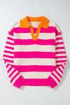 KaleaBoutique Color Block Collared V Neck Drop Shoulder Sweater - KaleaBoutique.com