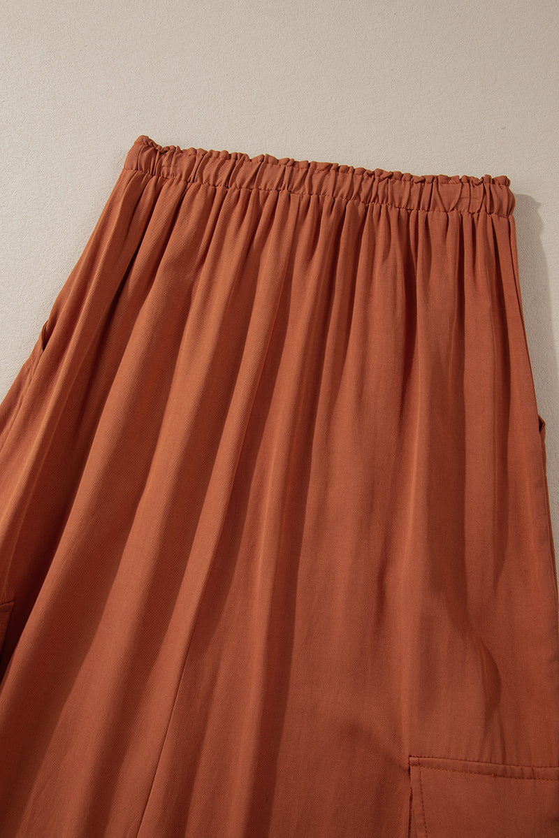 KaleaBoutique Mineral Wash Cargo Pocket Drawstring Waist Maxi Skirt - KaleaBoutique.com