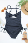 KaleaBoutique Beautiful Ribbed Drawstring Sides Cutout One Piece Swimsuit - KaleaBoutique.com