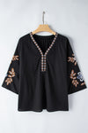 KaleaBoutique Bohemian Floral Embroidered V Neck Blouse - KaleaBoutique.com