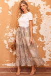 KaleaBoutique Boho Flower Print Smocked Waist Button Slit Maxi Skirt - KaleaBoutique.com