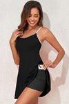 KaleaBoutique Sporty Ribbed Spaghetti Straps One Piece Swimdress