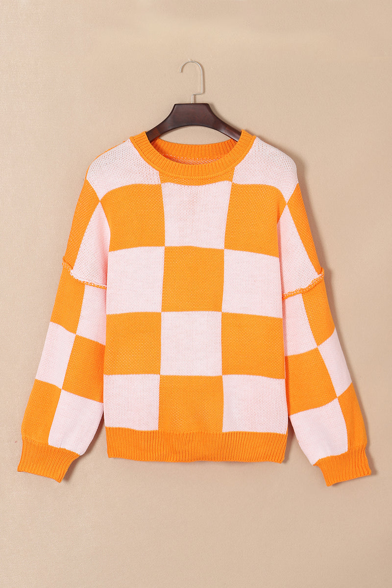 KaleaBoutique Checkered Bishop Sleeve Sweater - KaleaBoutique.com