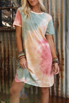 KaleaBoutique Comfortable Summer Tie Dye Oversized Slit Tee Dress - KaleaBoutique.com