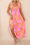 KaleaBoutique Boho Gingham Tied Straps Smocked Maxi Dress - KaleaBoutique.com