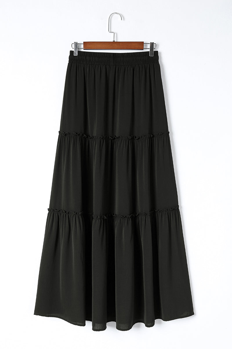 KaleaBoutique Frill Tiered Drawstring Waist Maxi Skirt - KaleaBoutique.com