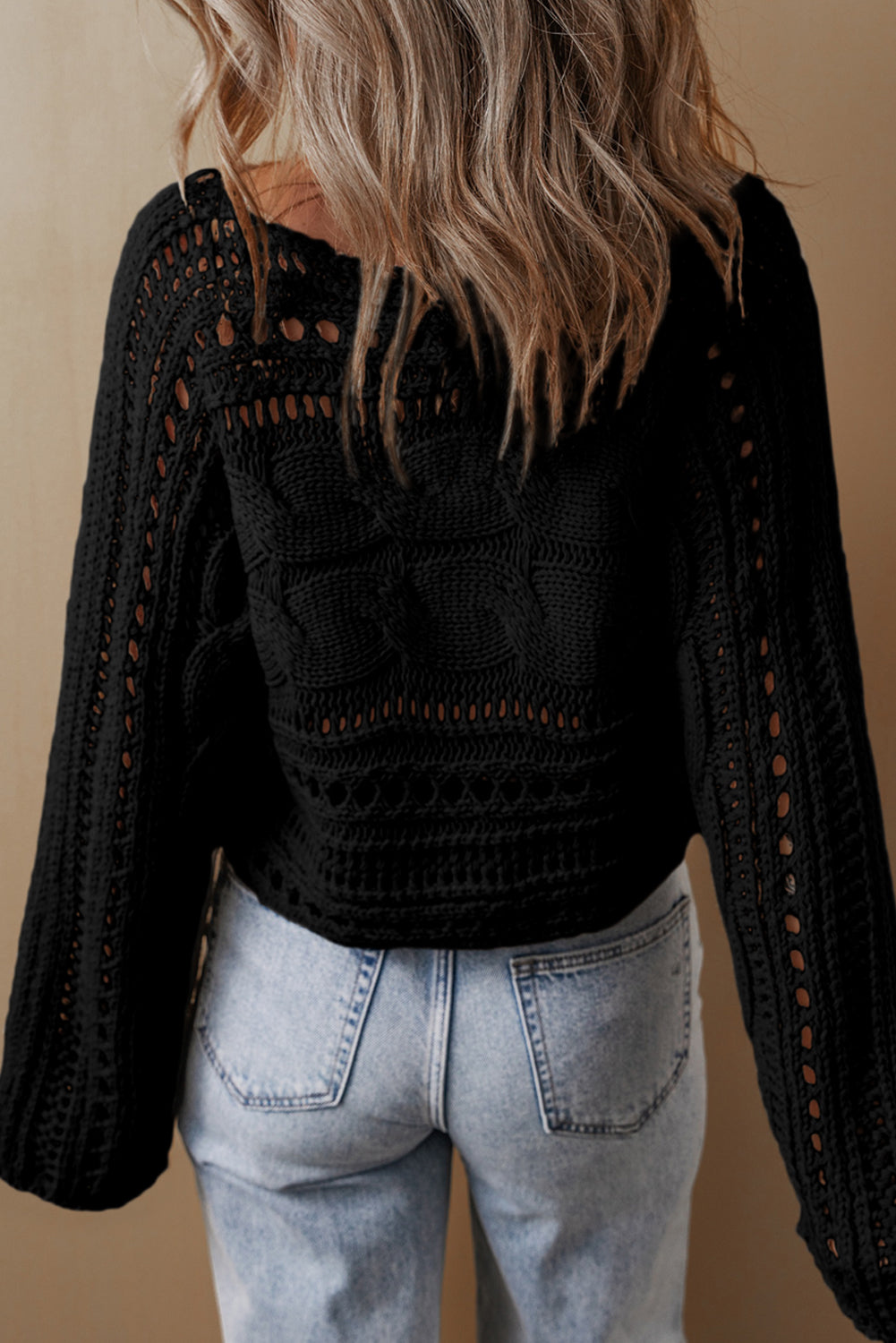 KaleaBoutique Hollow-out Cable Knit Cropped Sweater - KaleaBoutique.com