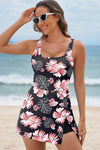 KaleaBoutique Stylish Floral Print Twisted Hollowed Back Swim Dress