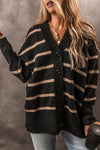 KaleaBoutique Stylish Buttoned V Neck Drop Shoulder Loose Cardigan - KaleaBoutique.com