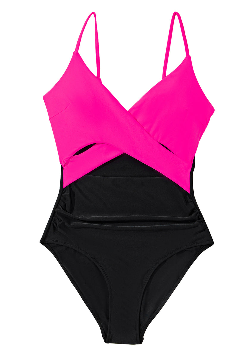 KaleaBoutique Beautiful Eye-Catching Crossover Colorblock Cutout One Piece Swimsuit