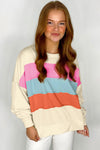 KaleaBoutique Colorblock Patchwork Crewneck Drop Shoulder Sweatshirt - KaleaBoutique.com