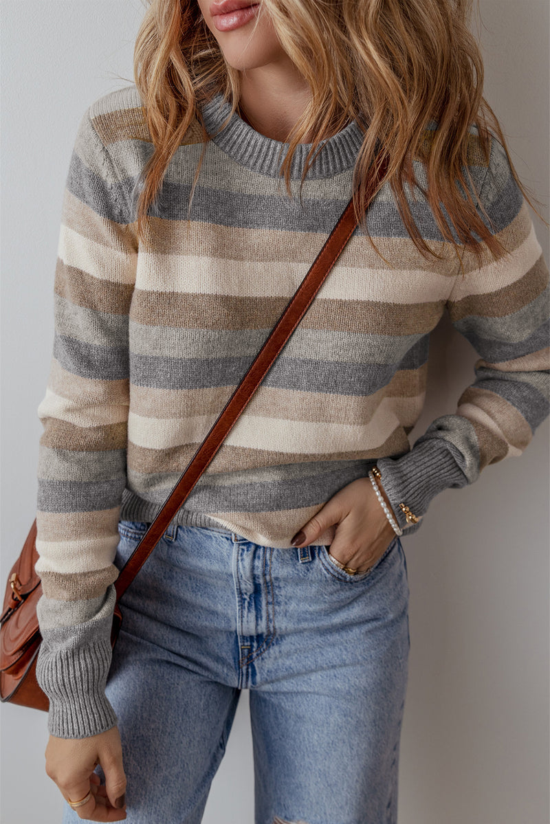 KaleaBoutique Color Block Ribbed Edge Round Neck Sweater - KaleaBoutique.com