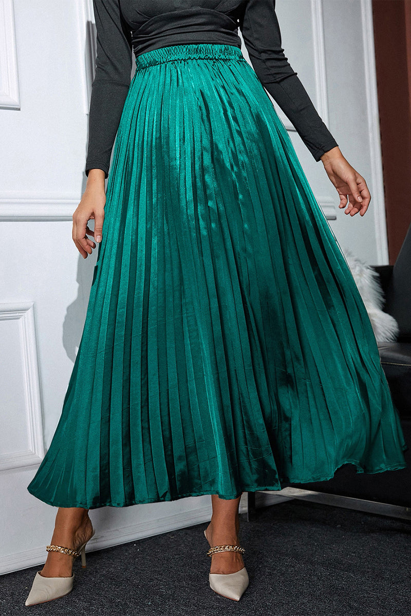 KaleaBoutique Satin Elastic Waist Pleated Maxi Skirt - KaleaBoutique.com