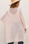 Hollowed Crochet Drop Shoulder Open Front Cardigan - KaleaBoutique.com