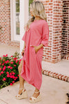 Striped 3/4 Sleeve Round Hem Shift T Shirt Dress - KaleaBoutique.com