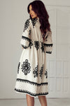 KaleaBoutique Western Geometric Print 3/4 Sleeve Loose Midi Dress - KaleaBoutique.com