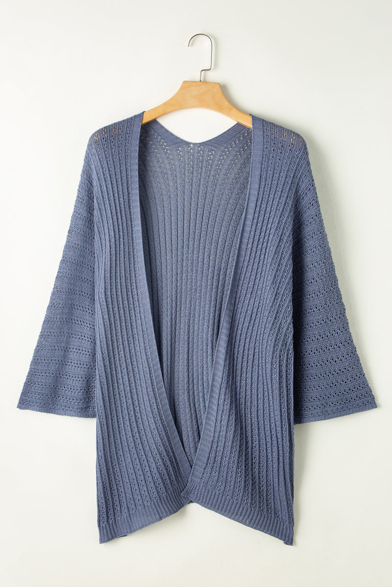 Hollow-out Bracelet Sleeve Knit Cardigan - KaleaBoutique.com