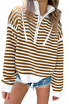 KaleaBoutique Zip up Collar Drop Shoulder Sweater - KaleaBoutique.com