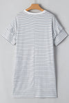 Ruffled Short Sleeve Crew Neck T Shirt Shift Mini Dress - KaleaBoutique.com