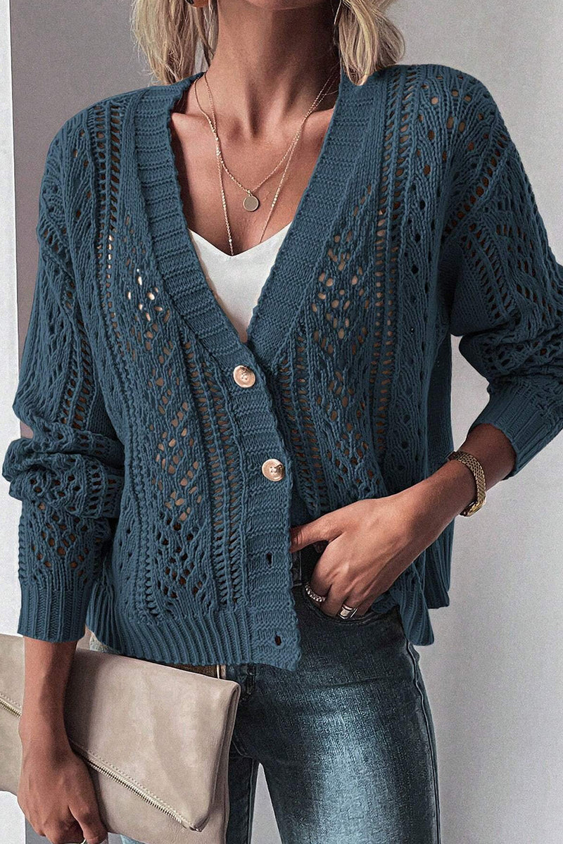 KaleaBoutique Open Knit Drop Shoulder Sweater Cardigan - KaleaBoutique.com