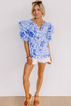 KaleaBoutique Floral Print Ruffled Bubble Sleeve Blouse - KaleaBoutique.com