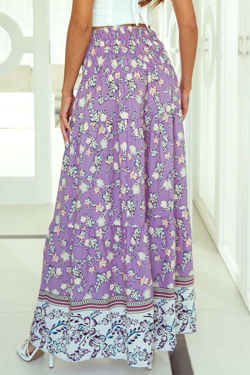 KaleaBoutique Beautiful Floral Print Shirred High Waist Maxi Skirt - KaleaBoutique.com