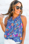 Floral Print Buttoned Neckline Tank Top - KaleaBoutique.com