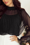 KaleaBoutique Dotty Lace Sheer Mock Neck Long Sleeve Blouse - KaleaBoutique.com