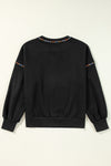 KaleaBoutique Contrast Rainbow Trim Drop Shoulder Pullover Sweatshirt - KaleaBoutique.com