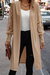 Lace Patchwork Ribbed Knit Open Front Duster Cardigan - KaleaBoutique.com