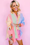 KaleaBoutique Stylish Color Block Chest Pocket Oversized Shirt - KaleaBoutique.com