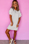 KaleaBoutique Ruffled Short Sleeve Crew Neck T Shirt Shift Mini Dress - KaleaBoutique.com